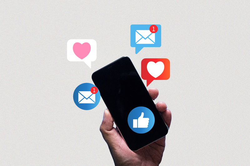 phone with social media notifications messages